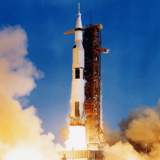 Photo of Apollo 11 Saturn V launch vehicle, lifting off on 16 July 1969,