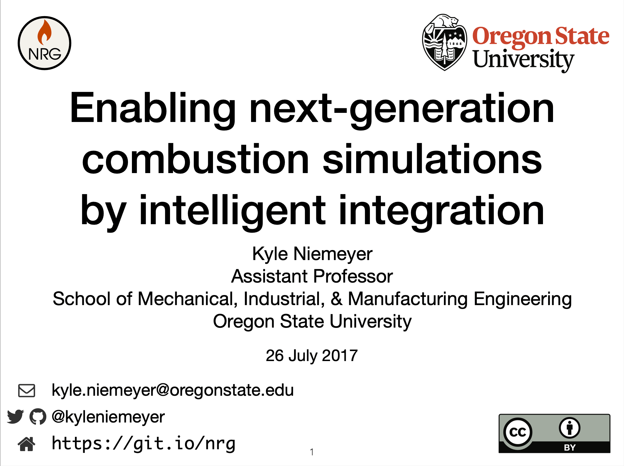 Title slide, that says 'Enabling next-generation combustion simulations by intelligent integration'.